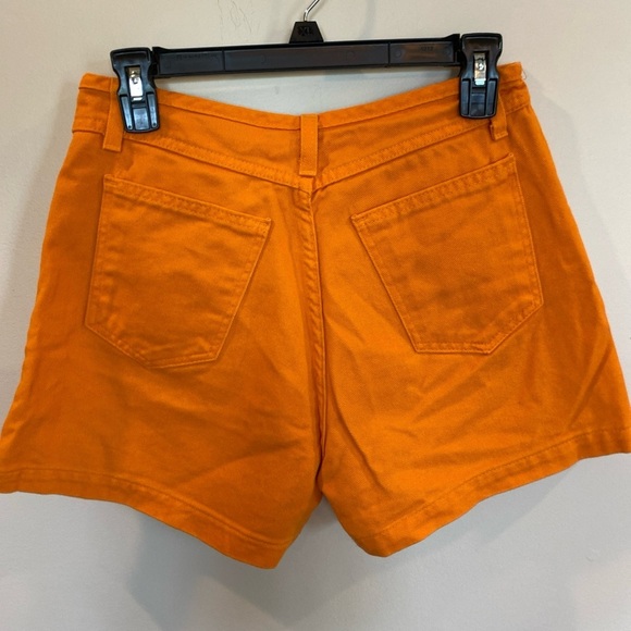 Vintage Y2K Womens No Boundaries Orange Jean Denim Shorts Button Fly 9/10 - Picture 5 of 5